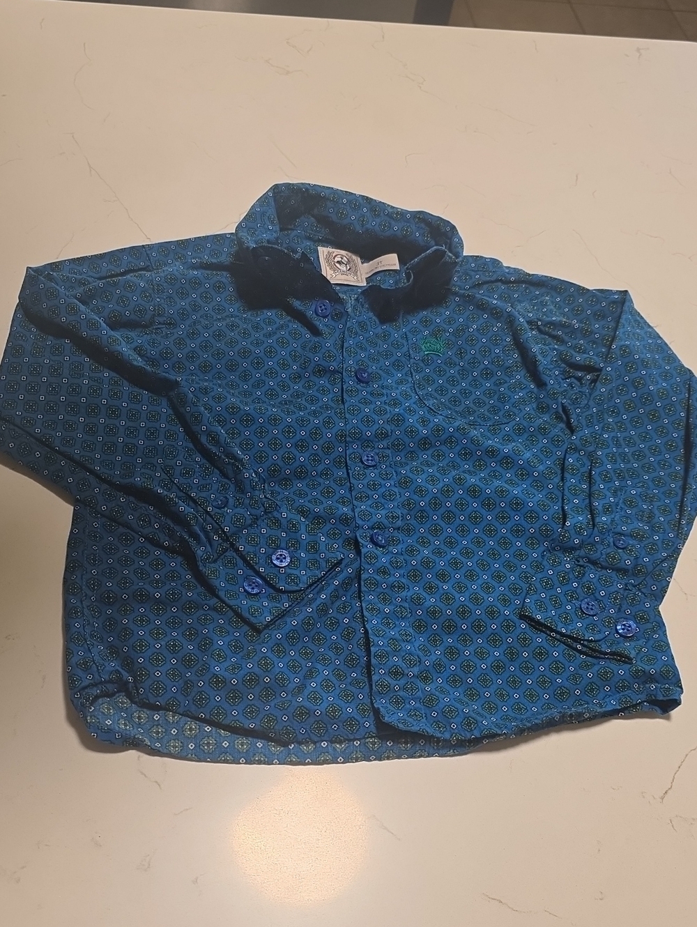 Cinch Blue Patterned Button-Up Shirt -  Kids Size 3T